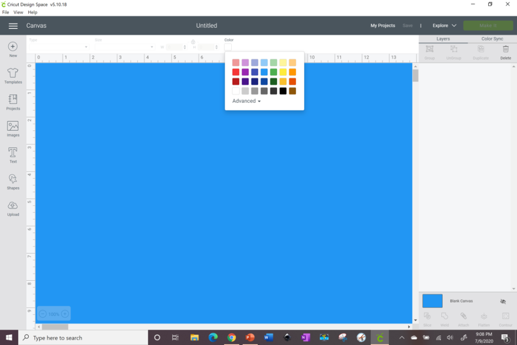 Canvas background color changed on design space