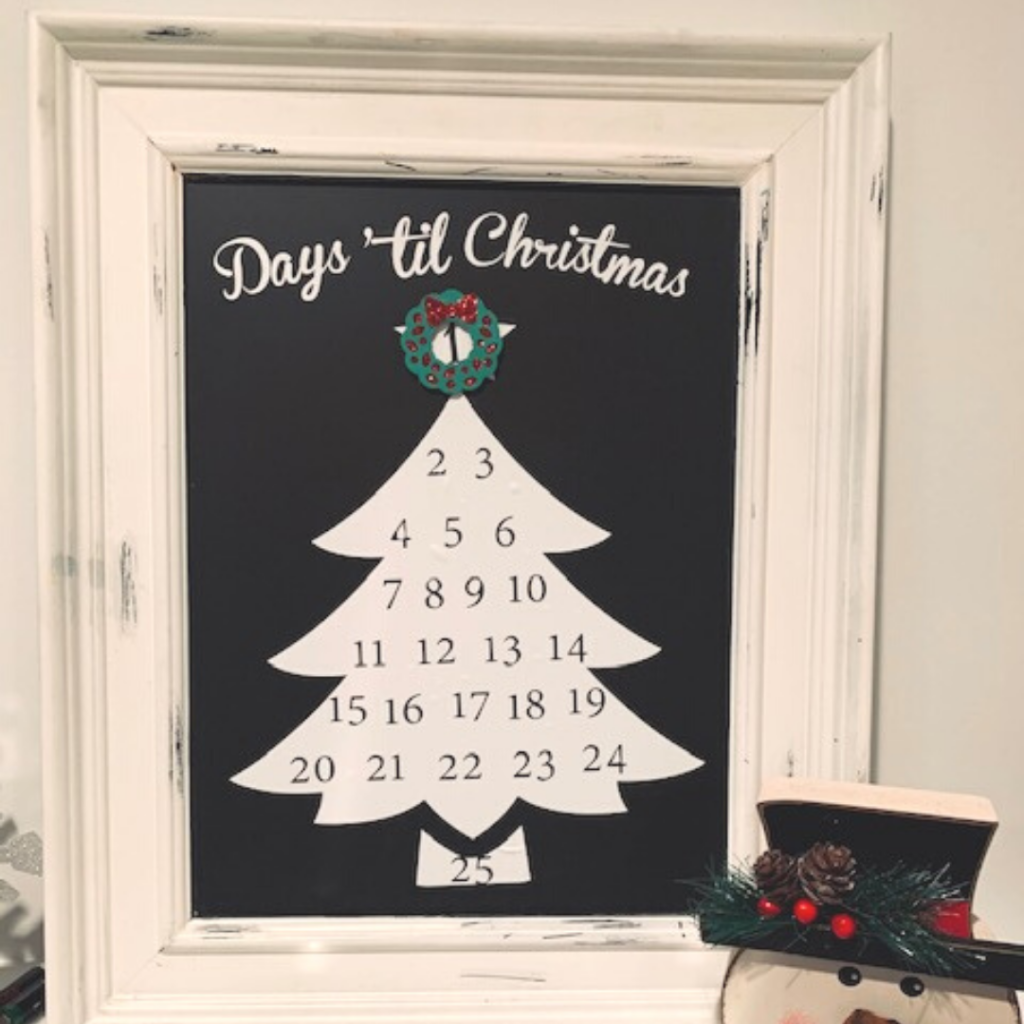 Image of a picture frame with a Christmas Countdown for the month of December