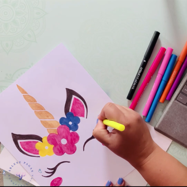 Coloring unicorn image with infusible ink markers